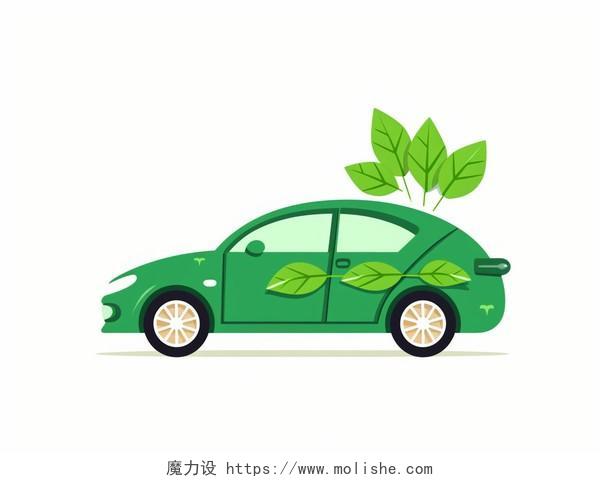 世界环境日正侧面新能源汽车绿色能源扁平矢量汽车交通工具元素图标